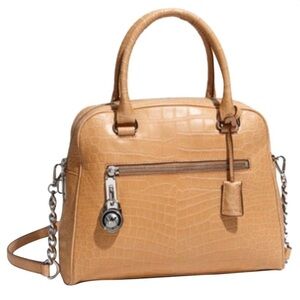 Michael Kors Knox Croc Tan Leather Satchel